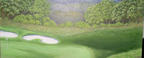 Golf course wall mural by Ellen Leigh
