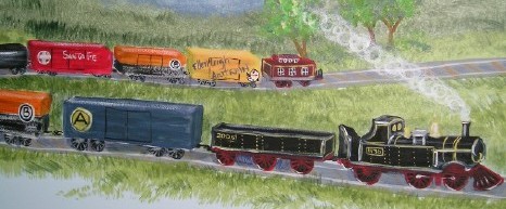 train wall murals by Ellen Leigh