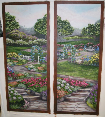window wall murals painted on canvas by Ellen Leigh