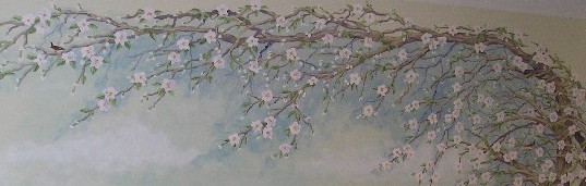 Wind blown apple tree wall mural by Ellen Leigh