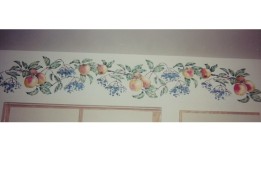 Stenciled soffit- Apples and Elderberries. by Ellen Leigh.