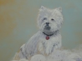 Rainbow bridge mural detail of Westie