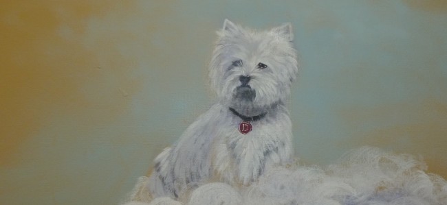 Rainbow bridge mural detail of Westie