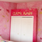 Updated closet wall with hand lettered name in a teen girl's room by Ellen Leigh
