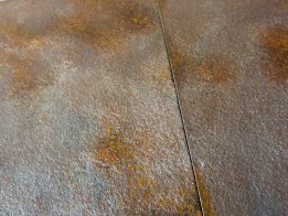 detail of the 'rusted' countertop in the hunters man cave by Ellen Leigh