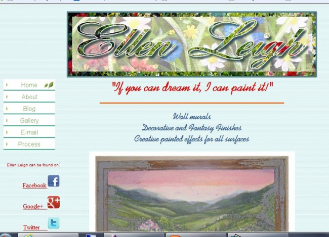 web site design page shot of Ellen Leigh.com