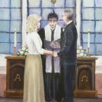 Detail of the Ceremony fine wedding art painting by Ellen Leigh