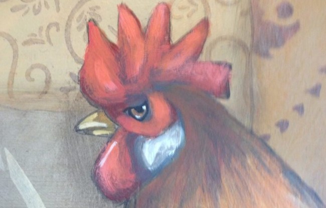 Cock a doodle door detail Mural by Ellen Leighof Chanticleer the rooster.
