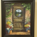 Dana's Hacienda 18 x 24 fine artwork painting by Ellen Leigh depicting a door looking out to the western scenery. by Ellen Leigh