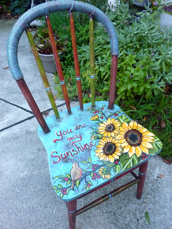 Layered, distressed and handpainted chair by Ellen Leigh