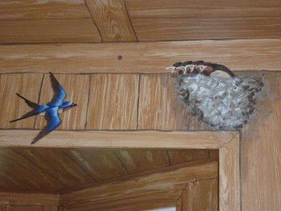 Barn Swallows in the Barn Room. Mural by Ellen Leigh