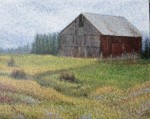 The Barn 16 x 20 fine artwork painting by Ellen Leigh in pointillism style held in private collection