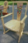 Old oak rocker, distressed, painted and glazed- handpainted details by Ellen Leigh