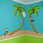 Cartoon Monkeys and coconut trees. Mural by Ellen Leigh