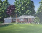 A commissioned house portrait by Michigan fine artist, Ellen Leigh