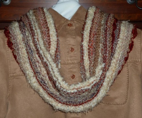 Cream Multicolored hand knit infinity cowl was $78.00 now 50% off