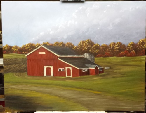 step 4 barn painting by Ellen Leigh