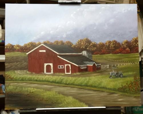 step 5 barn painting by Ellen Leigh