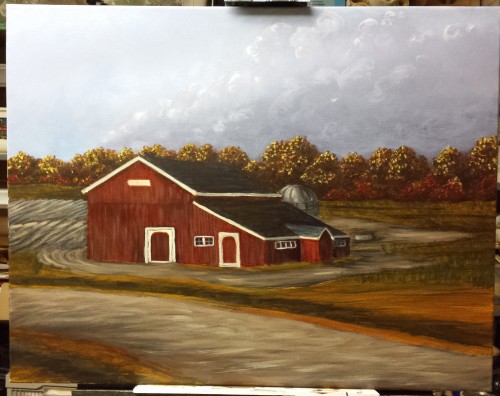Step 4 barn painting by Ellen Leigh