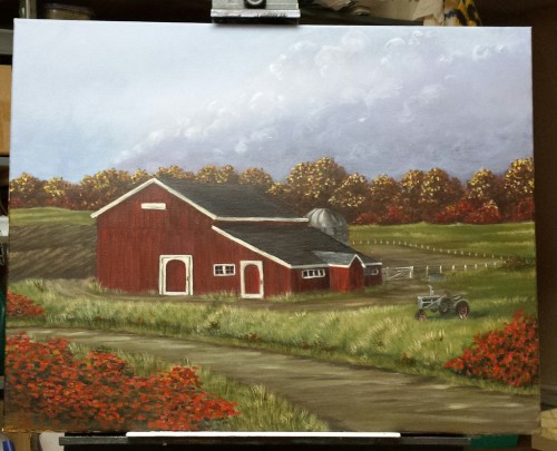 Step 6 barn painting by Ellen Leigh