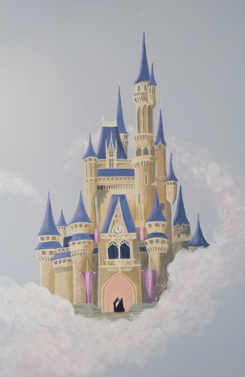 A fairy tale princess castle mural for a little girls room