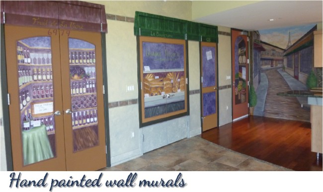 Hand painted wall murals by Michigan artist, Ellen Leigh